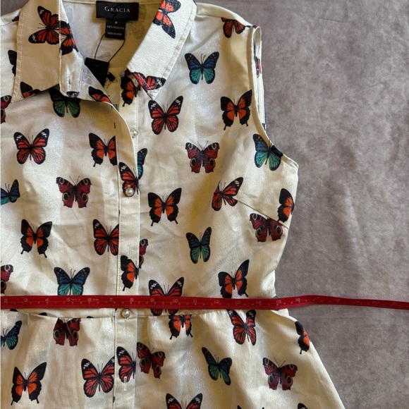 Gracia Cream and Brown A-Line Sundress with Peter Pan Collar - Picture 7 of 7